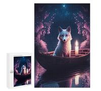 Teenagers 1000 PCS Puzzle Fox in A Boat with Candle Puzzle para Adultos Juegos Divertidos Regalos de Decoración Perfecto para Amigos y Familias 1000 PCS