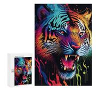 Teenagers 300 PCS Puzzle Colorido Tigre Roar Puzzle para Adultos Juegos Divertidos Regalos de Decoración Perfecto para Amigos y Familias 300 PCS