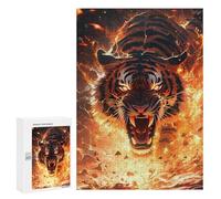 Teenagers 300 PCS Puzzle Flaming Tiger Roar -2 Puzzle para Adultos Juegos Divertidos Regalos de Decoración Perfecto para Amigos y Familias 300 PCS