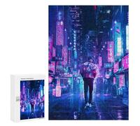 Teenagers 300 PCS Puzzle Neon Cityscape Alone in Lights Puzzle para adultos, juegos divertidos, regalos de decoración perfectos para amigos y familiares, 300 piezas