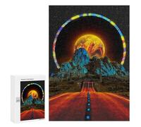 Teenagers 300 PCS Puzzle Neon Desert Road to Nowhere Puzzle para Adultos Juegos Divertidos Regalos de Decoración Perfecto para Amigos y Familias 300 PCS