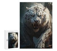 Teenagers 300 PCS Puzzle Tigre Blanco Roar Puzzle para Adultos Juegos Divertidos Regalos de Decoración Perfecto para Amigos y Familias 300 PCS