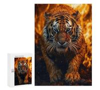 Teenagers 300 PCS Puzzle Tigre en Llamas Puzzle para Adultos Juegos Divertidos Regalos de Decoración Perfecto para Amigos y Familias 300 PCS