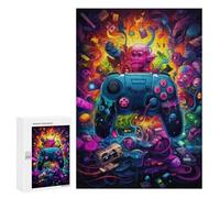 Teenagers 300 PCS Puzzle Vibrant Gaming Controller Artwork -27 Puzzle para Adultos Juegos Divertidos Regalos de Decoración Perfecto para Amigos y Familias 300 PCS
