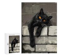 Teenagers 300 PCS Puzzles Black Cat on Brick Wall Puzzles Para Adultos Juegos de Relajación Mejoran La Memoria Actividades Divertidas En Casa 300 PCS