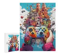 Teenagers 500 PCS Puzzle Cityscape Gaming Controller Puzzle para Adultos Juegos Divertidos Regalos de Decoración Perfecto para Amigos y Familias 500 PCS