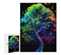 Teenagers 500 PCS Puzzle Colorido Árbol Neón Arte -1 Puzzle para Adultos Juegos Divertidos Regalos de Decoración Perfecto para Amigos y Familias 500 Piezas