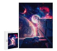 Teenagers 500 PCS Puzzle Space Cityscape with Planets Puzzle para Adultos Juegos Divertidos Regalos de Decoración Perfecto para Amigos y Familias 500 PCS