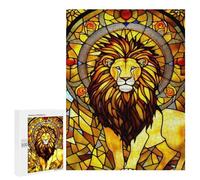 Teenagers 500 PCS Puzzle Stained Glass Lion Artwork-1 Puzzle para Adultos Juegos Divertidos Regalos de Decoración Perfecto para Amigos y Familias 500 PCS