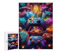 Teenagers 500 PCS Puzzle Vibrant Gaming Controllers -27 Puzzle para Adultos Juegos Divertidos Regalos de Decoración Perfecto para Amigos y Familias 500 PCS