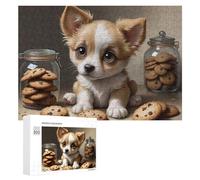 Teenagerss Puzzles - Rompecabezas de 300 piezas con diseño de cachorro encantador con galletas para adultos, análisis de juegos prácticos y lógica, cumpleaños y regalos únicos, 300 piezas