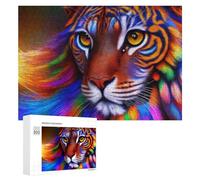 Teenagerss Puzzles - Rompecabezas de 300 piezas con impresión artística de tigre colorido, 6 sierras de calar para adultos, análisis de juegos prácticos y lógica, cumpleaños y regalos únicos, 300