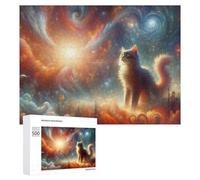 Teenagerss Puzzles - Rompecabezas de 500 piezas de rompecabezas cósmico de aventura de gato para adultos, práctico análisis de juegos y lógica, cumpleaños únicos y regalos, 500 unidades