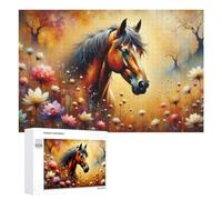 Teenagerss - Rompecabezas de 1000 piezas de caballo mágico en fantasía floral para adultos, juegos relajantes, mejora la memoria, actividades divertidas en casa, 1000 piezas