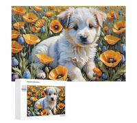 Teenagerss - Rompecabezas de 1000 piezas de cachorro en campo de amapolas para adultos, juegos relajantes, mejora la memoria y actividades divertidas en casa, 1000 piezas