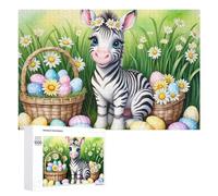 Teenagerss - Rompecabezas de 1000 piezas de cebra de Pascua con cesta de huevos para adultos, juegos familiares, regalo de cumpleaños, diversión en actividades en casa, 1000 piezas