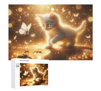 Teenagerss - Rompecabezas de 1000 piezas de gatito dorado con mariposas para adultos, juegos familiares, regalo de cumpleaños, diversión en actividades en casa, 1000 piezas