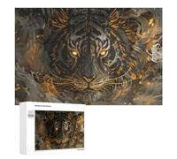 Teenagerss - Rompecabezas de 1000 piezas de tigre dorado con impresión artística abstracta para adultos, juegos relajantes, mejora la memoria, actividades divertidas en casa, 1000 piezas
