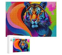 Teenagerss - Rompecabezas de 300 piezas con impresión artística de tigre colorido, 3 sierras de calar para adultos, juegos familiares, regalo de cumpleaños, diversión en actividades en casa, 300