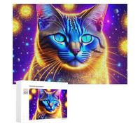 Teenagerss - Rompecabezas de 300 piezas con retrato de gato cósmico, 1 sierra de calar, para adultos, juegos relajantes, mejora la memoria, actividades divertidas en casa, 300 piezas