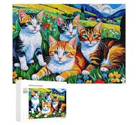 Teenagerss - Rompecabezas de 300 piezas de gatos coloridos en el jardín para adultos, juegos familiares, regalo de cumpleaños, diversión en actividades en casa, 300 piezas