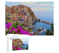 Teenagerss - Rompecabezas de 300 piezas de pueblo costero colorido, 4 sierras de calar para adultos, juegos familiares, regalo de cumpleaños, diversión en actividades en casa, 300 piezas