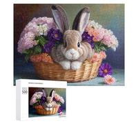Teenagerss - Rompecabezas de 500 piezas con canasta floral con conejo, para adultos, juegos familiares, regalo de cumpleaños, diversión en actividades en casa, 500 piezas