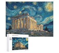 Teenagerss - Rompecabezas de 500 piezas con diseño de noche estrellada en Atenas, arte de fusión, para adultos, juegos familiares, regalo de cumpleaños, diversión en casa, 500 piezas