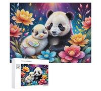 Teenagerss - Rompecabezas de 500 piezas con diseño de panda en flores para adultos, juegos familiares, regalo de cumpleaños, diversión en actividades en casa, 500 piezas