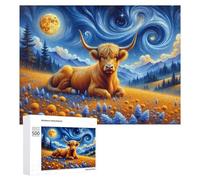 Teenagerss - Rompecabezas de 500 piezas con diseño de vaca nocturna mágica para adultos, juegos relajantes, mejora la memoria, actividades divertidas en casa, 500 piezas