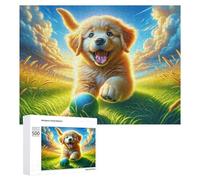 Teenagerss - Rompecabezas de 500 piezas de cachorro Golden Retriever jugando con bola, para adultos, juegos relajantes, mejora la memoria, actividades divertidas en casa, 500 piezas