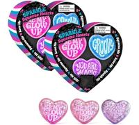 Teenie Sparkle Squeeze Hearts, bolas de goma suave en forma de corazón, 3 unidades para aliviar el estrés, idea de regalo para el día de San Valentín, antiestrés, corazón, juguete antiestrés, juguete