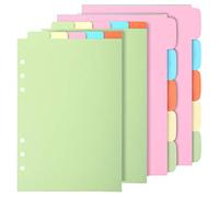 Teenitor 20 divisores verticales y horizontales A5, carpetas de anillos coloridos perforados de 6 agujeros