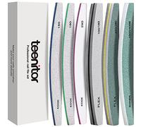 Teenitor Lima de uñas, Limas de uñas, Juego de búfer para lima, forma, suave, amortiguador y brillo de uñas, media luna