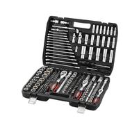 TEENO 216 Piezas Juego de llaves de vaso y puntas de destornillador con 1/4", 3/8", 1/2", Kit de Herramientas Mecánicas para el Auto, CR-V con acabado cromado mate para Trabajar en Bicicletas y Coches