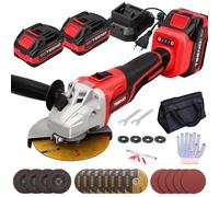 TEENO Amoladora Angular a Batería 2 * 4.0Ah,9100RPM Amoladora Angular Eléctrica sin Escobillas,0-4500/0-6500/0-9100tr/min，Discos de corte 125mm，Para Cortar y Amolar con Precisión