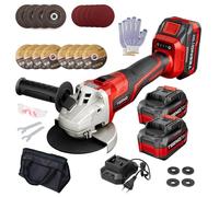 TEENO Amoladora de Ángulo Inalámbrica 21V 1000W Sin Escobillas | 9100RPM, 2x Baterías 4.0Ah | Discos de Corte 125mm + Disco de Lamelas | Para Cortar Metal/Madera/Rockwool, Taller y Bricolaje