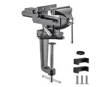 TEENO Ancho de mandíbula 85 mm de banco de trabajo, tornillo con base giratoria de 360 grados, material de acero fundido,potencia de sujeción 800 kg, es desmontable y de doble uso (85 mm) Plata