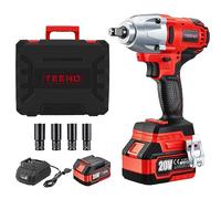 TEENO Atornillador de Impacto Inalámbrico Brushless 1/2" 600Nm 20 V con Batería 4000 mAh, Llave de Impacto con 4 Puntas de Impacto (17/19/21/22mm), Para el Automóvil y Uso Doméstico (una batería)