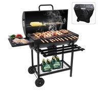 TEENO Barbacoa Carbon, con Parrilla de Cocina XXL con Dos Estantes, Ventilación Ajustable, Bola de Parrilla,parrilla de Carbón de Madera Portátil (con Tapa De Paño)