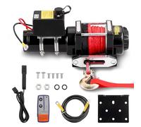 TEENO Cabrestante Eléctrico 12V 4 500 LBS / 2041 Kg, Cuerda Sintética 5.5 mm x 10 m, Control Remoto Inalámbrico Cabrestante de Cuerda de Nylon con Controlador por Cable