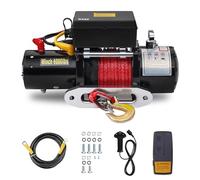 TEENO Cabrestante EléCtrico 12v Carga Nominal 6000lbs / 2722 Kg, la Cuerda de TraccióN es de Nylon Rojo, el Control Remoto Inalámbrico 30m el Control Remoto