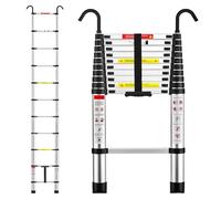 TEENO Escalera Telescópica 3,2 M Aluminio Escalera Telescópica Plegable con Gancho Desmontable, Carga MAX 150 kg