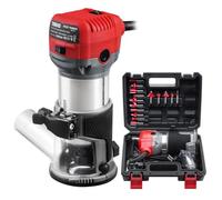 TEENO Fresadora De Madera Rebajadora Eléctrica 800W 13000-33000 RPM CON EXTRACTOR DE POLVO,15 piezas 1/4'' Alicates, 6 Velocidades Variables, Pinza De Base Fija De 6/6.35/8MM, Estuche de Transporte