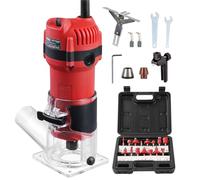 TEENO Fresadora De Madera Rebajadora Eléctrica 800W 31000 RPM CON EXTRACTOR DE POLVO, Fresadora EléCtrica Para Madera Con 15 piezas 1/4'' Alicates, Brocas de base fija de 6/6.35 mm