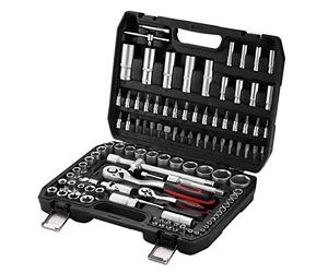 TEENO Juego de Llaves de Vaso para Llaves de Carraca 1/2" y 1/4" Trinquete (72 Dientes) 108 piezas, Cr-V,Kit de Herramientas Mecánicas para el Auto - Satinado Mate