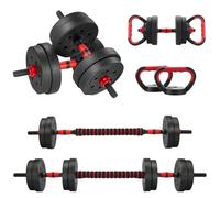 TEENO Kit Completo 6 en 1 de Musculación 15 kg, con Kettlebell, Mancuernas, Barra y Soporte de Flexiones, Ideal para Fitness y Entrenamiento en Casa