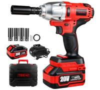 TEENO Llave de impacto, inalámbrica,1/2" Pistola de Impacto Bateria 600 Nm con batería de 1x4.0Ah, llave de impacto con 4 boquillas(17/19/21/22mm), giratoria para coche y uso