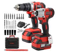 TEENO - Llave de impacto inalámbrica (320 Nm, con tuerca de percusión, 2 batería de 3,0 Ah, 1 cargador, 29 accesorios, control de cambio de velocidad de 2 velocidades