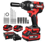TEENO Llave de Impacto Inalámbrica 700 N.m 1/2", 20V Brushless con 2 Baterías de 4000mAh, 4 Cubos (17/19/20/21mm), Cabeza Giratoria 180° y 90°, Cargador Rápido, Atornillador de Impacto para Coche